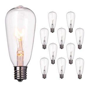 Abeja 10-Pack Edison Light Bulbs, ST40 Clear Edison Light Bulbs, 7 Watt/ E17 Screw Base ST40 Vintage Replacement Light Bulbs for Outdoor Patio ST40 String Lights, Warm White