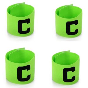 Wendy Mall 4Pcs Colorful Football Soccer Player Sport Flexible Sports Adjustable Bands Captain Armband for Kids and Youth (Green)