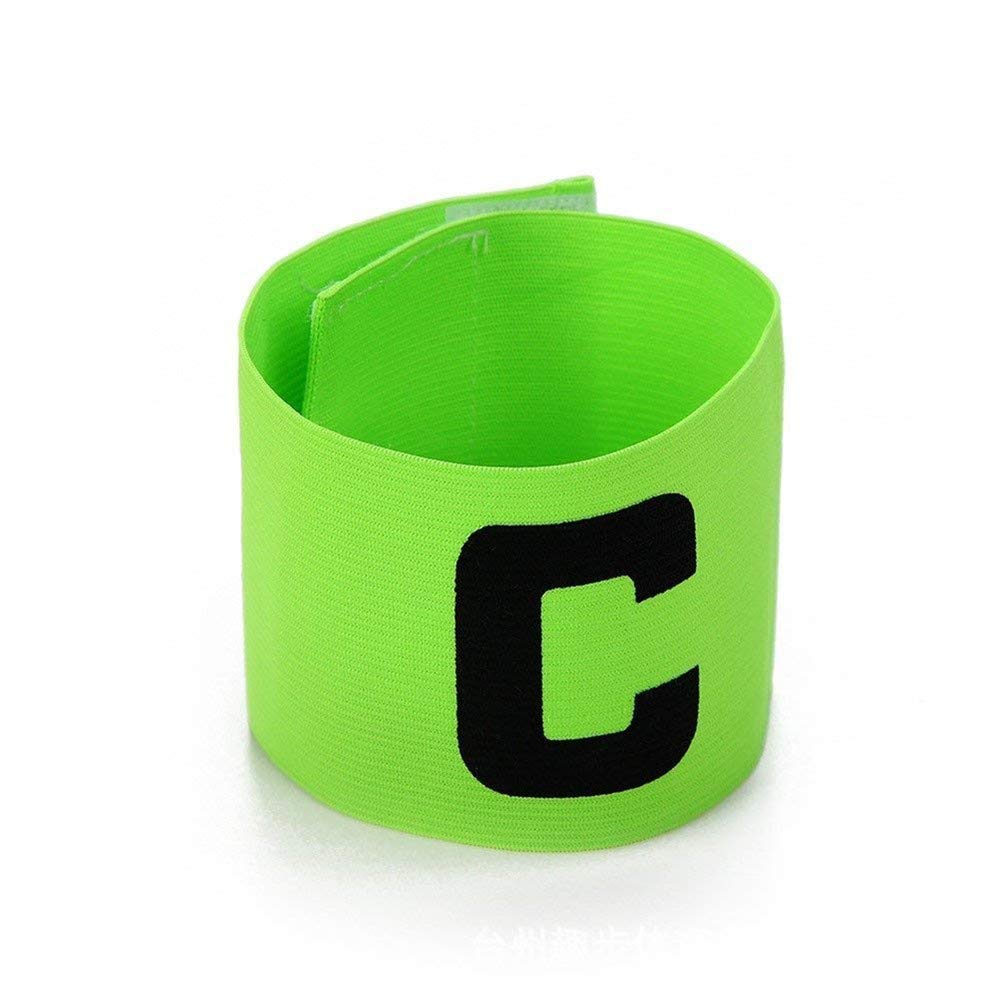 Wendy Mall 4Pcs Colorful Football Soccer Player Sport Flexible Sports Adjustable Bands Captain Armband for Kids and Youth (Green)