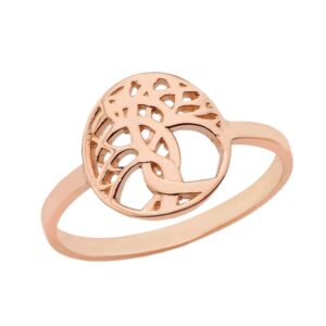 women's tree of life beautiful ring solid 10k rose gold band (size 7.25)