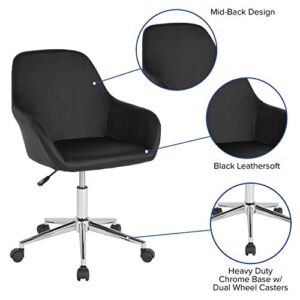 Flash Furniture Cortana Home and Office Mid-Back Chair in Black LeatherSoft