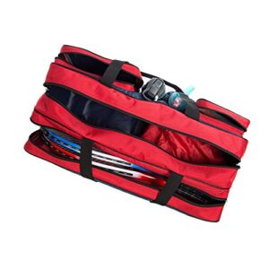 K-Cliffs Tennis Racket Bag | Deluxe Ballistic Nylon Travel Tournament Duffel | Shoe Compartment Red Blue Black