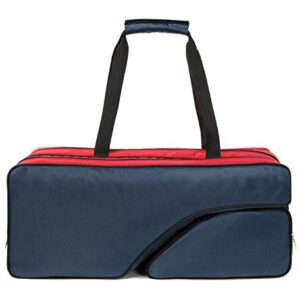 K-Cliffs Tennis Racket Bag | Deluxe Ballistic Nylon Travel Tournament Duffel | Shoe Compartment Red Blue Black