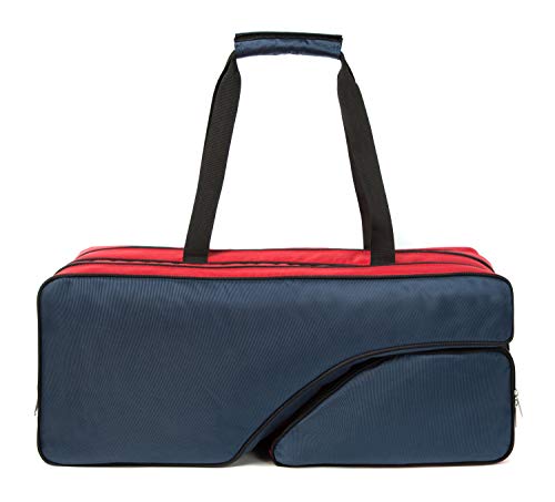 K-Cliffs Tennis Racket Bag | Deluxe Ballistic Nylon Travel Tournament Duffel | Shoe Compartment Red Blue Black