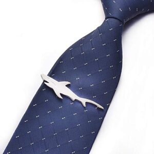 Yoursfs Silver Shark Tie Clip Bar for Men Cool Hero Tie Clip Wedding Gift