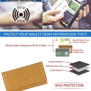 Mou Meraki Women RFID Blocking Real Leather Bifold Wallets For Women-Shield Against Identity Theft (LIGHT YELLOW)