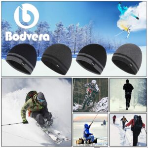 Bodvera Mens Winter Beanie Hat Warm Knit Cuffed Plain Toboggan Ski Skull Cap (3 Patterns)