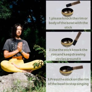 AITREASURE Tibetan Singing Bowl Set with Mallet & Cushion- Meditation Sound Bowl for Chakra Healing, Yoga, Zen Garden(4inch)