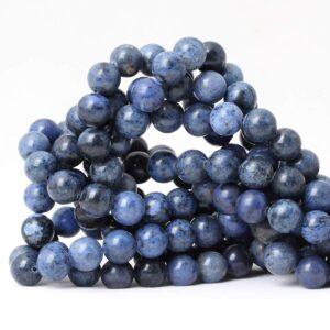 cheavian 35pcs 10mm natural dumortierite gemstone round loose stone beads for jewelry making crafts design 1 strand 15"