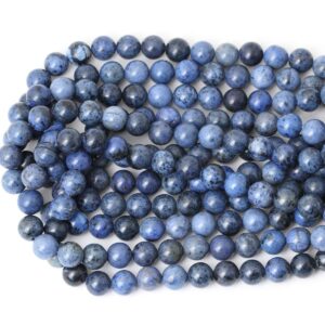 CHEAVIAN 35PCS 10mm Natural Dumortierite Gemstone Round Loose stone Beads for Jewelry Making Crafts Design 1 Strand 15"