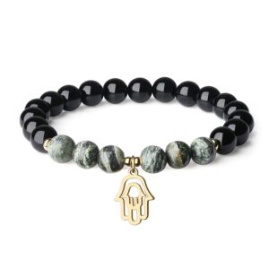 coai hamsa hand jewelry black tourmaline zebra jasper stone bracelet