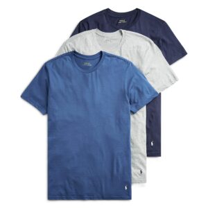 POLO RALPH LAUREN Mens Classic Fit W/Wicking 3-pack Crews Undershirt, Andover Heather/Bali Blue/Cruise Navy, Large US