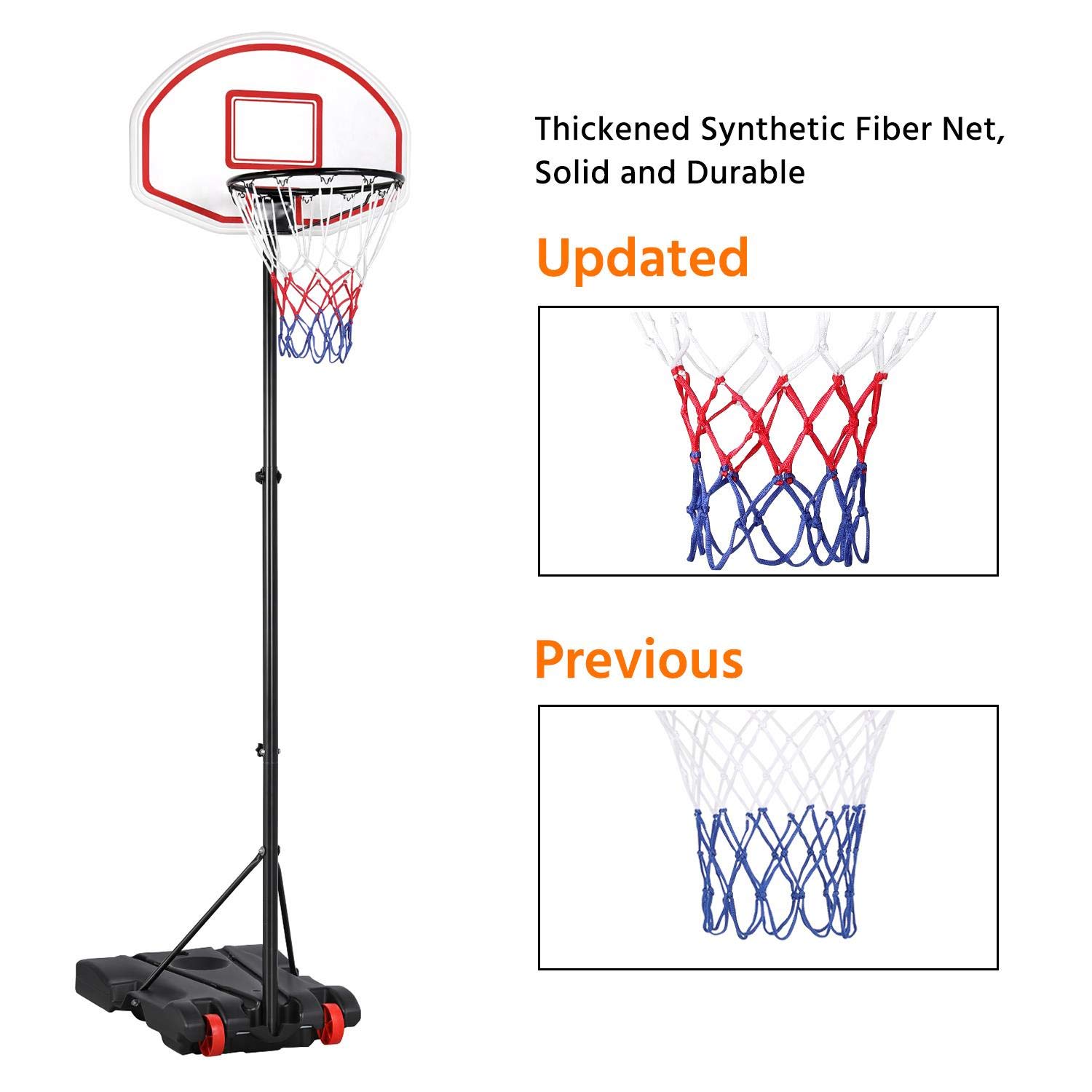 Yaheetech Portable Basketball Hoop System 5.2-7 ft Height Adjustable Basketball Stand for Youth Indoor/Outdoor w/Wheels 29 Inch Backboard Basketball Goals