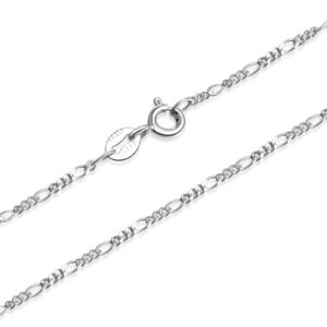 SILBERTALE 1.5mm Thin 925 Sterling Silver Italian Figaro Chain Necklace 14 inch