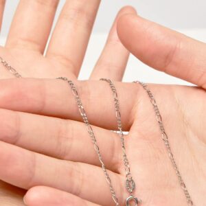 SILBERTALE 1.5mm Thin 925 Sterling Silver Italian Figaro Chain Necklace 14 inch