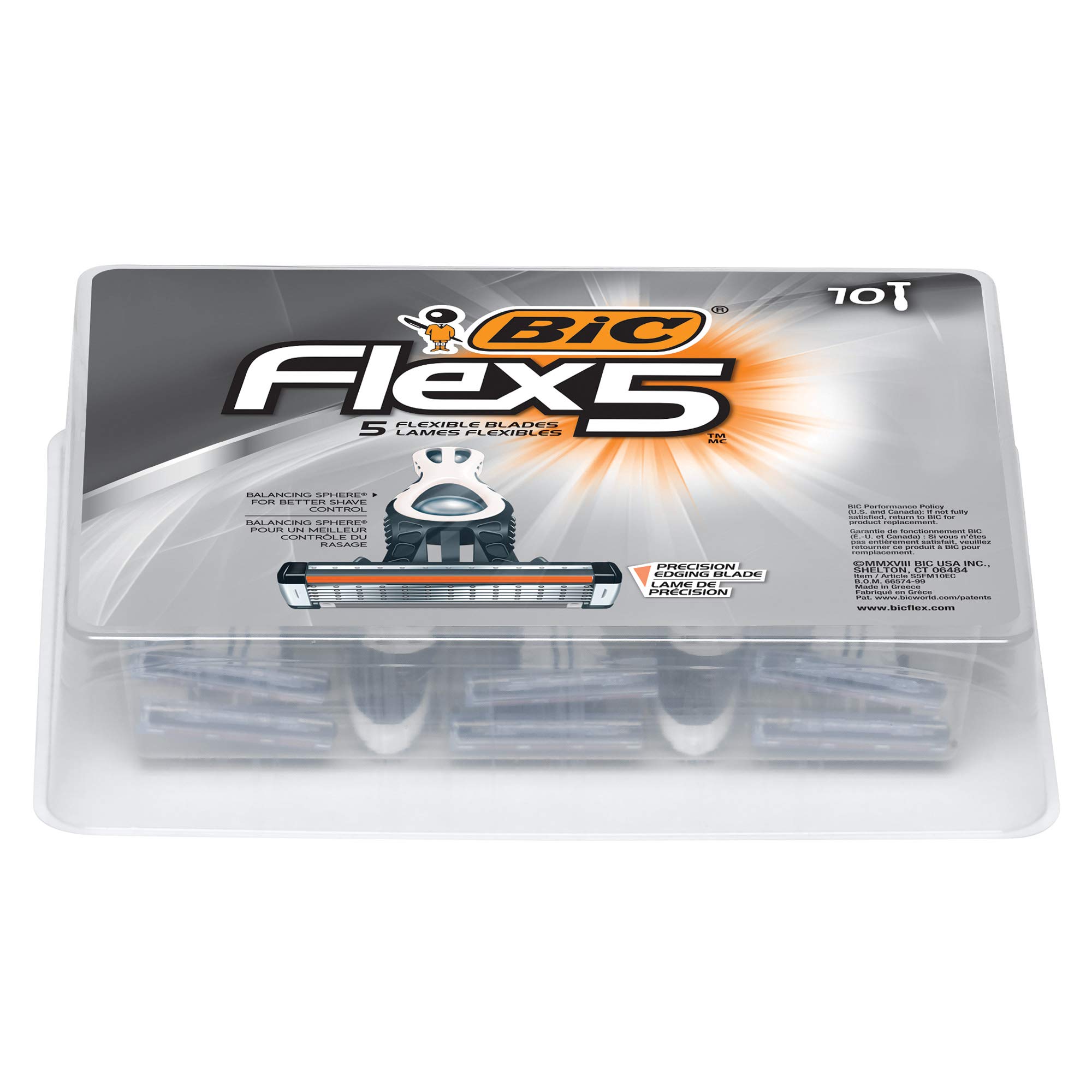 BIC Flex 5 Disposable Razors for Men, Long-Lasting 5-Blade Razors For a Smooth and Comfortable Shave, Shaving Razors, 10 Count