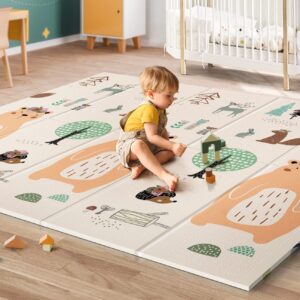 UANLAUO Foldable Baby Play Mat, Extra Large Waterproof Activity Playmats for Babies,Toddlers, Infants, Play & Tummy Time, Foam Baby Mat for Floor with Travel Bag