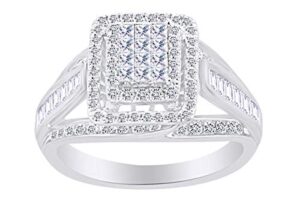 affy multi shape white natural diamond engagement wedding ring in 10k solid white gold (1 cttw)-8