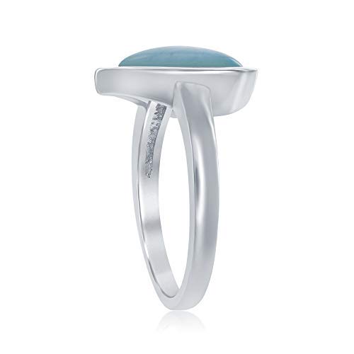 Beaux Bijoux Sterling Silver Natural Larimar Heart-Shaped Ring-8