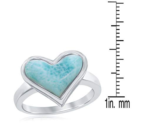 Beaux Bijoux Sterling Silver Natural Larimar Heart-Shaped Ring-8