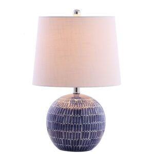 jonathan y jyl5044a ronald 21" ceramic led table lamp coastal contemporary bedside desk nightstand for bedroom living room office college bookcase led bulb included, navy