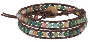 infinityee888 jasper 2 wrap bracelets and choker woven leather necklace 2 in 1, men bracelet, women bracelet, teengirls bracelet green