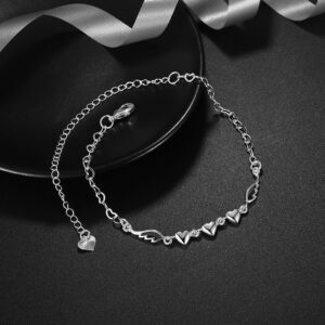 Cutesmile Fashion Jewelry 925 Sterling Silver Love Heart Angel Wings Chain Anklet