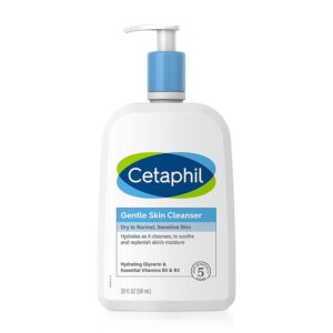 cetaphil gentle skin cleanser 20 fl oz, hydrating face wash & body wash, ideal for sensitive, dry skin, non-irritating, wont clog pores, fragrance-free, soap-free, dermatologist recommended