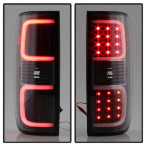 ACANII - For 2009 2010 2011 2012 2013 2014 Ford F150 Pickup Black Dual LED Bar Tail Lights Brake Lamps Pair Left+Right