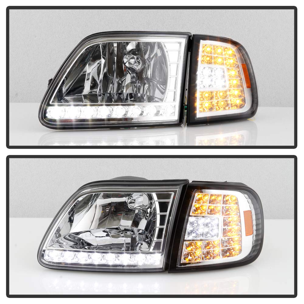 ACANII - For 1997-2003 Ford F150 Expedition LED Headlights w/LED Corner Signal Head Lights Lamps Driver & Passenger Side