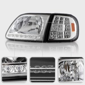 ACANII - For 1997-2003 Ford F150 Expedition LED Headlights w/LED Corner Signal Head Lights Lamps Driver & Passenger Side