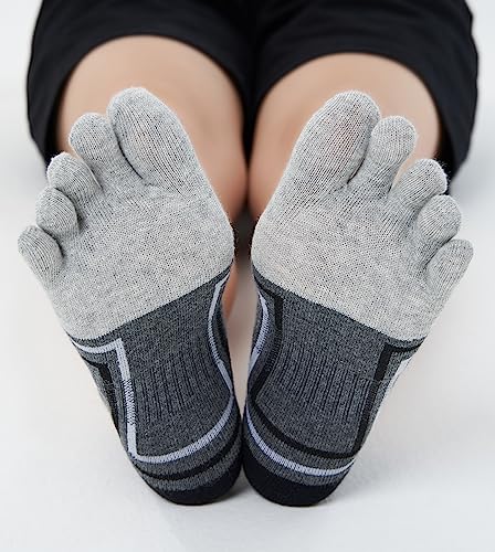 Men Toe Socks Cotton Low Cut No Show Athletic Running 5 Finger Wicking 6 Pack