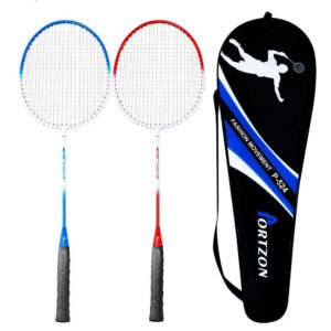 portzon 2 player badminton racquets set,double rackets, lightweight & sturdy perfect for beginner,1 carrying bag included, 2-packs (badminton racket set)