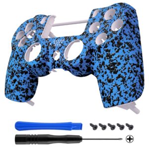 eXtremeRate Textured Blue 3D Splashing Custom Faceplate Shell Compatible with ps4 Slim Pro Controller CUH-ZCT2 JDM-040/050/055 - Controller NOT Included