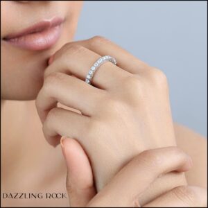 Dazzlingrock Collection Round Aquamarine Eternity Stackable Wedding Band for Women in 14K White Gold Size 6.5