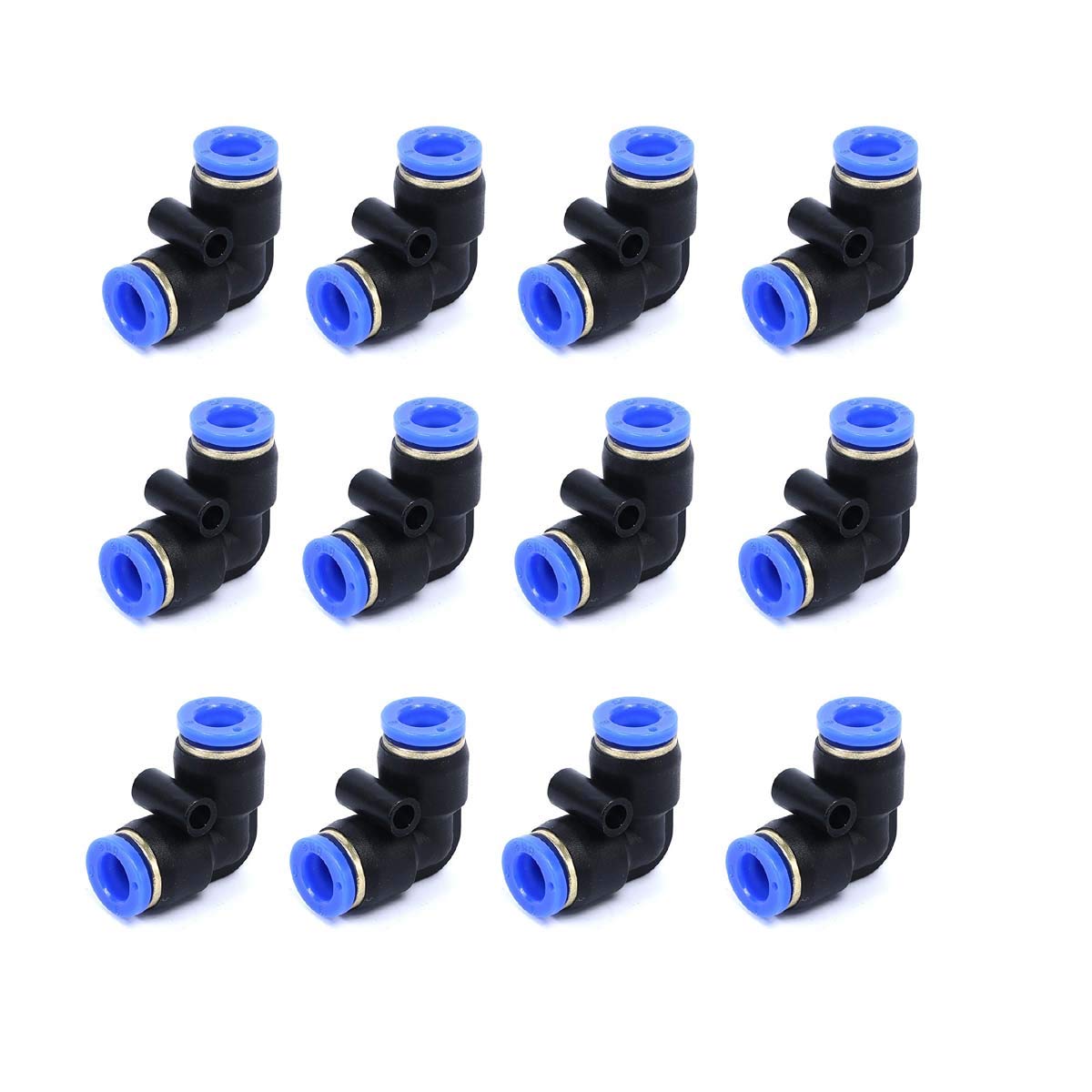 Pneumatic Tube Fitting,Plastic Push to Connect Fittings, Elbow Connect Union, Push Fit Fittings Pipe Tube Fittings Pack of 12. (6mm x 6mm)