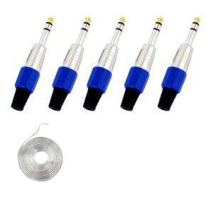 1/4" Audio Plugs 6.35 mm Plug TRS Male 1/4 inch Solder Type Stereo Plug Light Straight Design Connector for DJ Mixer Speaker Guitar Cables Phono Patch Cable Microphone Cables Durable ABS (5P)