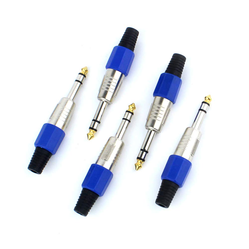 1/4" Audio Plugs 6.35 mm Plug TRS Male 1/4 inch Solder Type Stereo Plug Light Straight Design Connector for DJ Mixer Speaker Guitar Cables Phono Patch Cable Microphone Cables Durable ABS (5P)