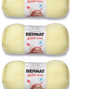 Bernat Softee Baby Solid Yarn - (3) Light Gauge 100% Acrylic - 5oz - Lemon - (3-Pack)