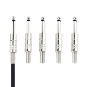 1/4" Audio Plugs 6.35 mm Plug TS Male 1/4 inch Solder Type Mono Plug Straight Design Connector with Spring for DJ Mixer Speaker Guitar Cables Phono Patch Cable Microphone Cables Alloy ( 5 Pack )