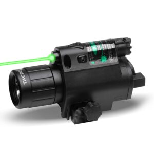 Tacticon Armament Green Laser Flashlight for Handgun or Rifle with Picatinny Rail Mount and Tail Switch (Green-Laser)