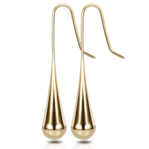 stainless steel water drop style dangle hoop earrings (gold)