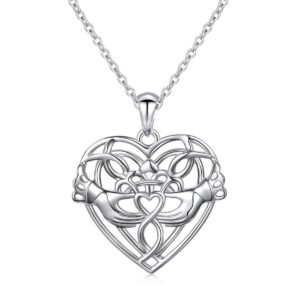 DAOCHONG Sterling Silver Forever Love Infinity Celtic Claddagh Love Heart Necklace Women Sister Lover Gift