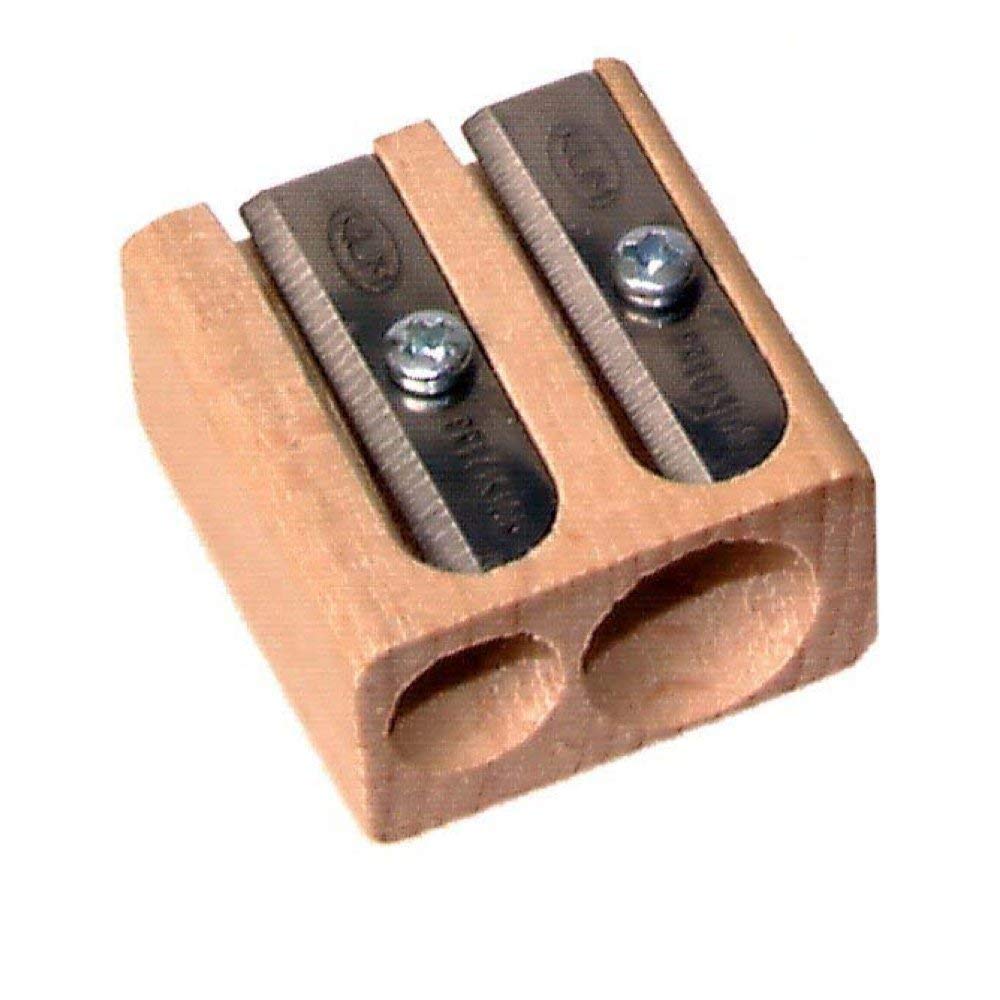 Kum 107.02.01 Wood 2-Hole Steel Blade Pencil Sharpener, Colors Vary 3 Pack