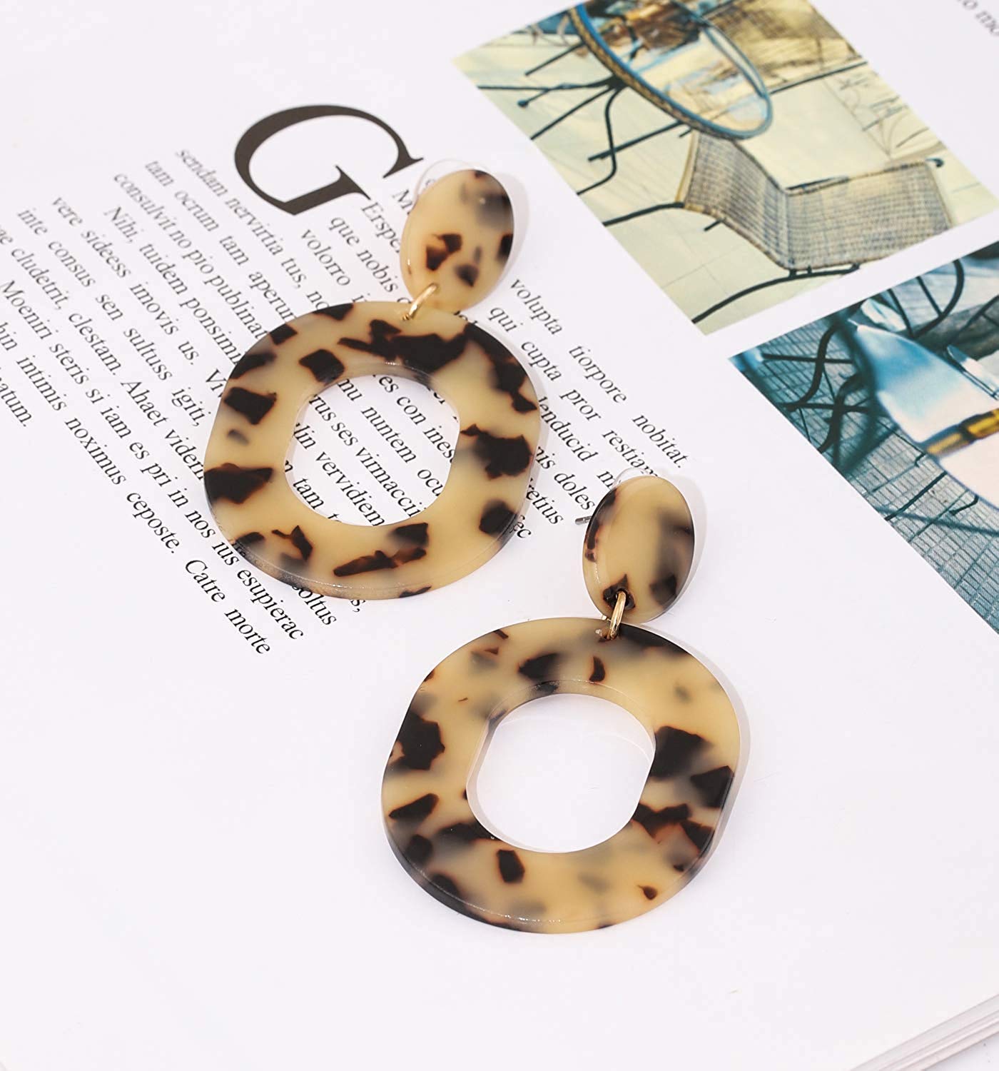 Acrylic Earrings For Women Statement Geometric Earrings Resin Acetate Drop Dangle Earrings Mottled Hoop Earrings Fashion Jewelry (Leopard)