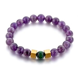 ino genuine healing gemstone crystal beads - 8mm natural stress bracelets - unisex for men and women (m, amethyst)