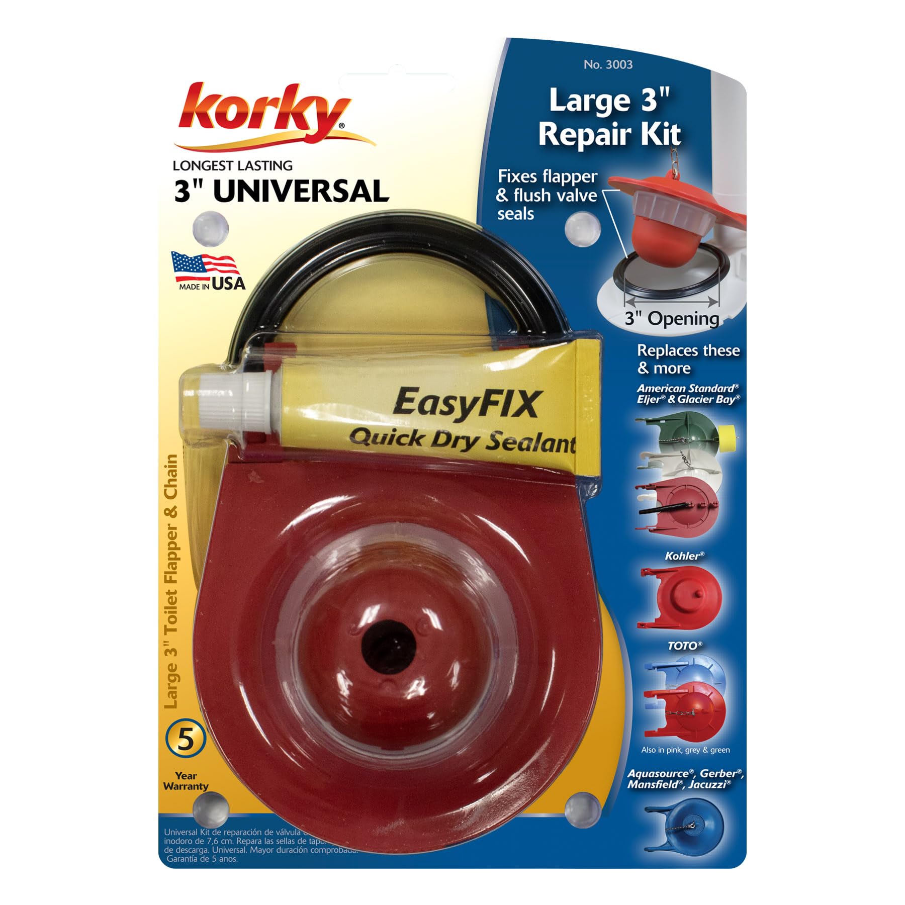 Korky 3003BP 3" EasyFix Flush Valve Repair Kit