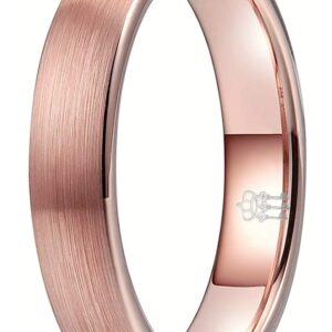 THREE KEYS JEWELRY Women Wedding Bands 4mm Rose Gold Tungsten Brushed Viking Carbide Ring with Jewels Infinity Unique for Her Size 7