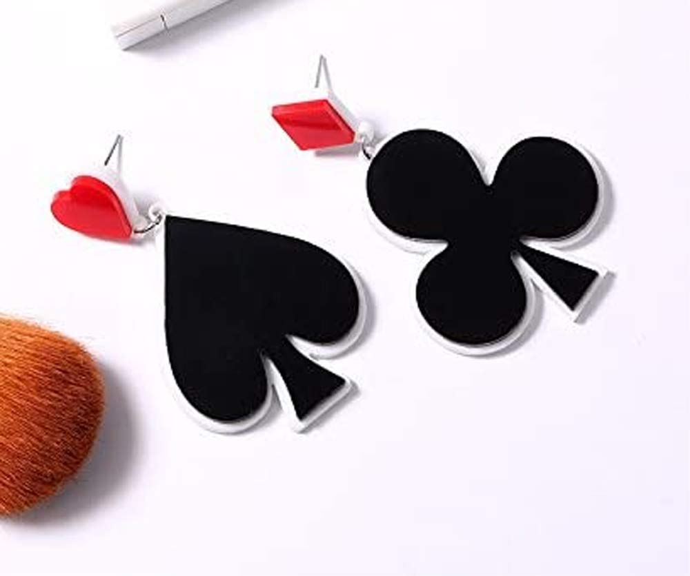 CutieJewelry Dangle Poker Party Unique Players Big Card Earrings (Spades)