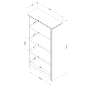 South Shore Artwork 4-Shelf Bookcase, Gray Maple